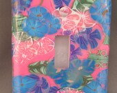Switchplate in Pink and Blue with a Garden Theme