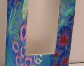Modern Switch Plate, Electric Switch Cover, Blue Background with Flowers