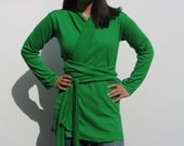 20% off Kelly Green Wrap Top in Cotton Jersey
