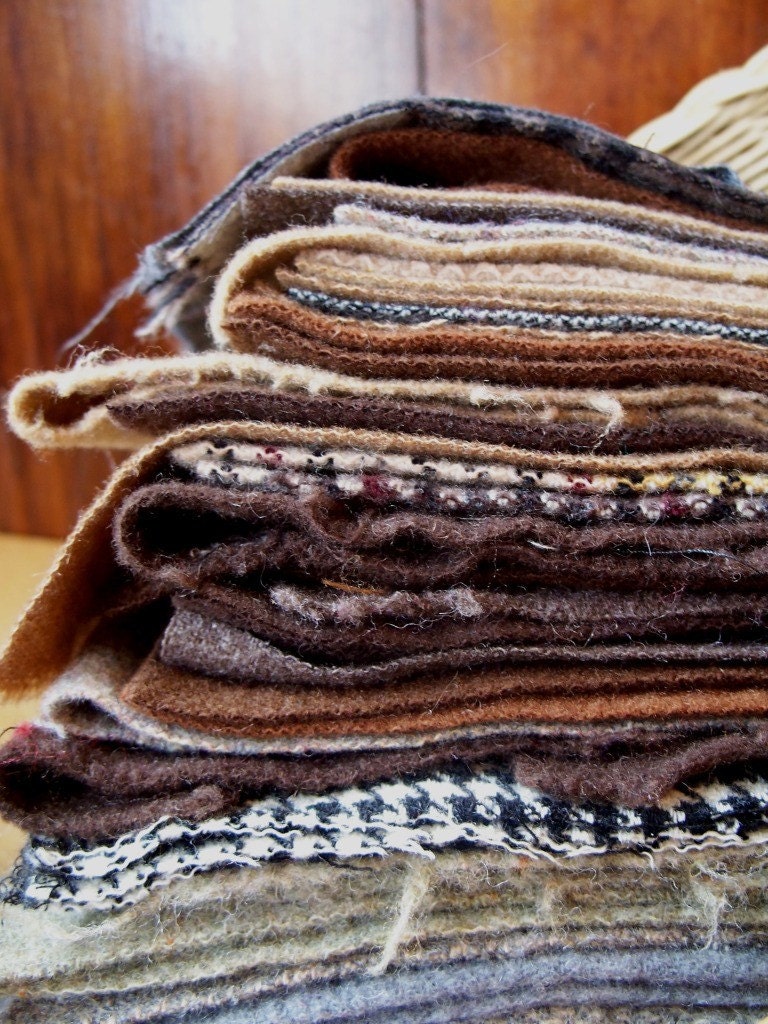 9 ounces of UPcycled Wool Felt Scrappies in Naturals - Great for Applique