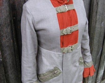 Military Coat with Ruffles - Repurposed and Upcycled
