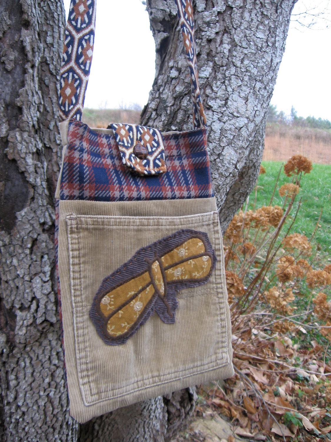 Hippie Purse with Dragonfly Applique