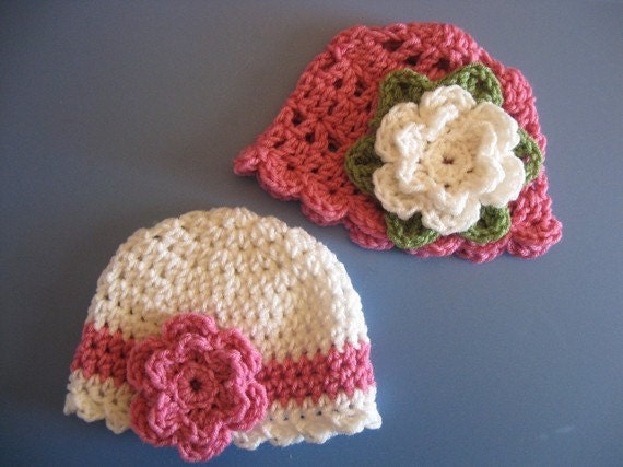 SALE Newborn 3 mth Baby Girl Crochet Hats