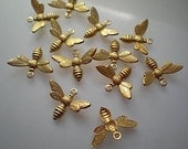 12 small brass bee charms