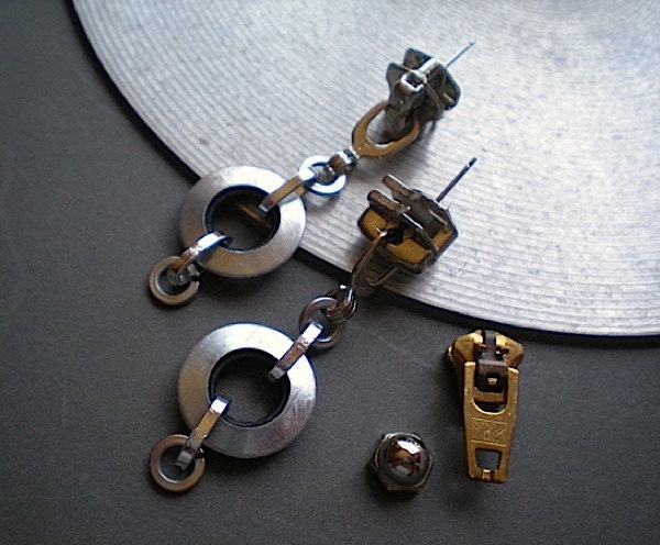 Zip it up - industrial hardware earrings