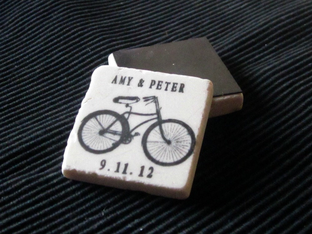 Bike Save the Date Magnets, Wedding Favors, Set of 25