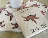 Starfish Wedding Favor Coasters, Set of 25