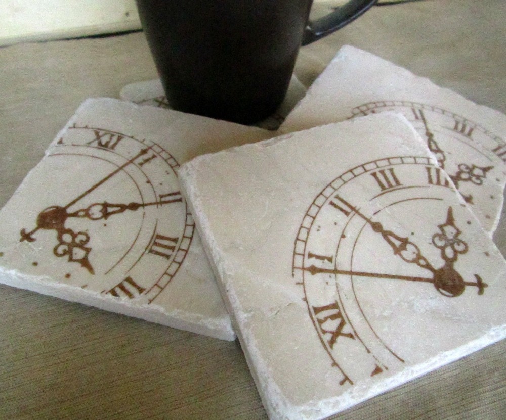 Clock Coasters, Set of 4, Ready to Ship
