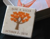 Orange Heart Personalized Ornament With Gift Box