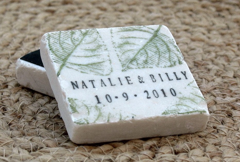Sage Green Autumn Leaves Wedding Favors or Save the Date Magnets, Set of 25