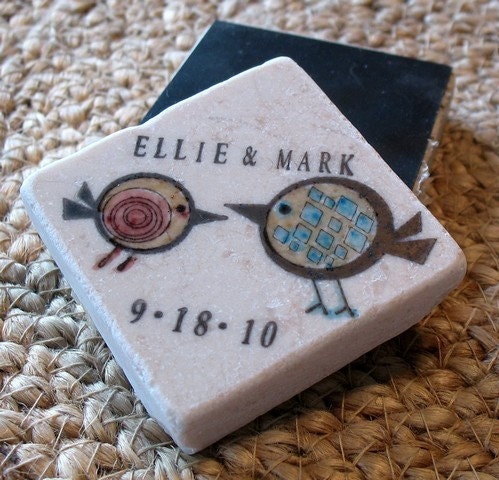 Birdie Save The Date Magnets, Wedding Favors, Tweet His and Her, Set of 25