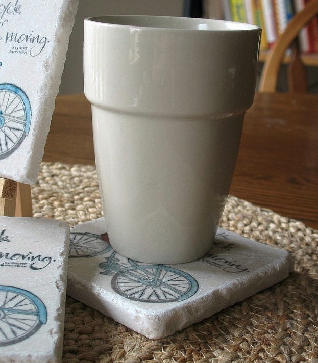 Keep Moving Bicycle Tile Coasters, Set of 4