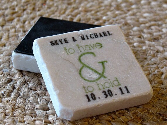 To Have and to Hold Wedding Favors, Green, Save the Date Magnets, Set of 25