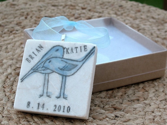 Personalized Keepsake Ornament, Love Bird, With Gift Box