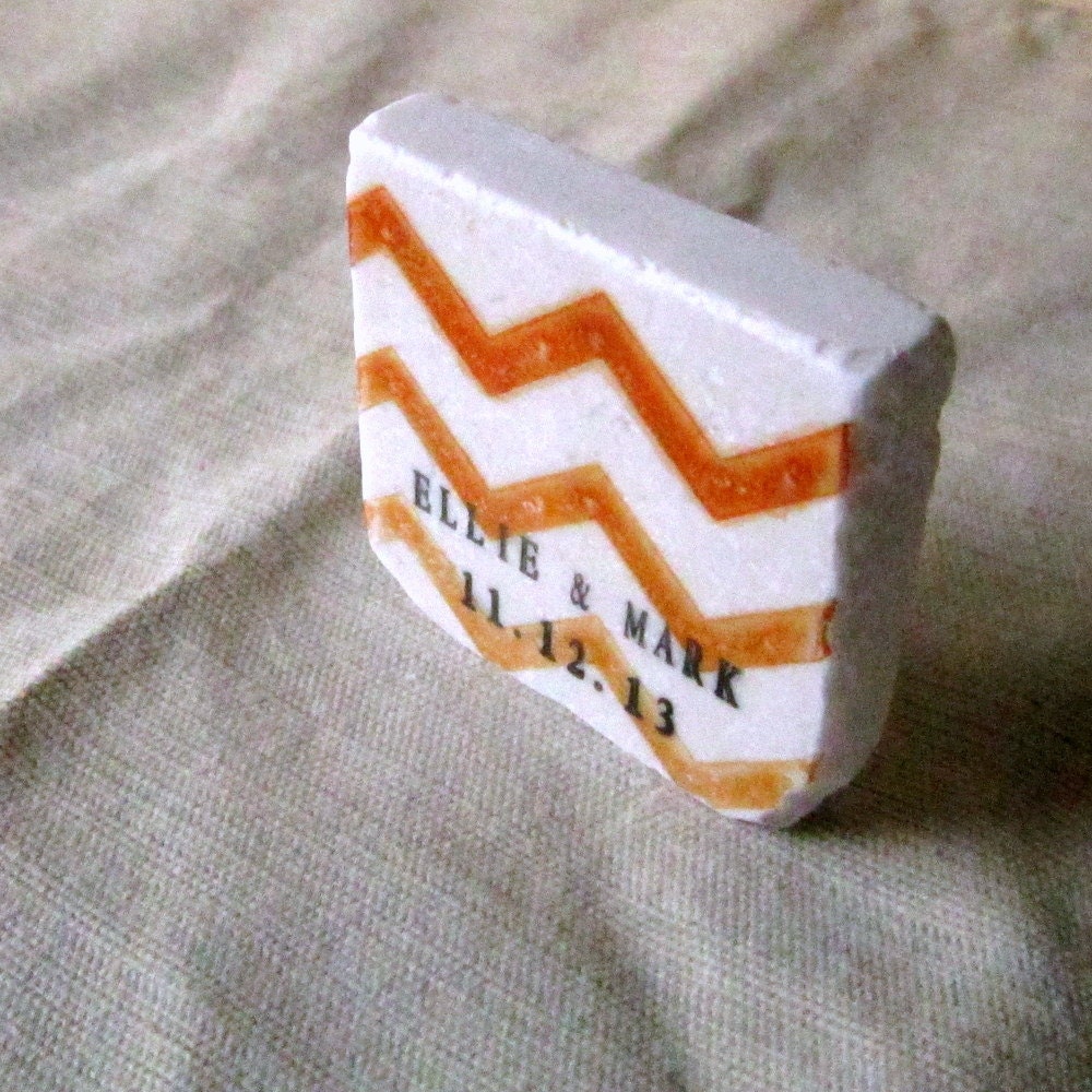 Orange Chevron Save the Date Magnets, Wedding Favors, Ombre, Set of 25