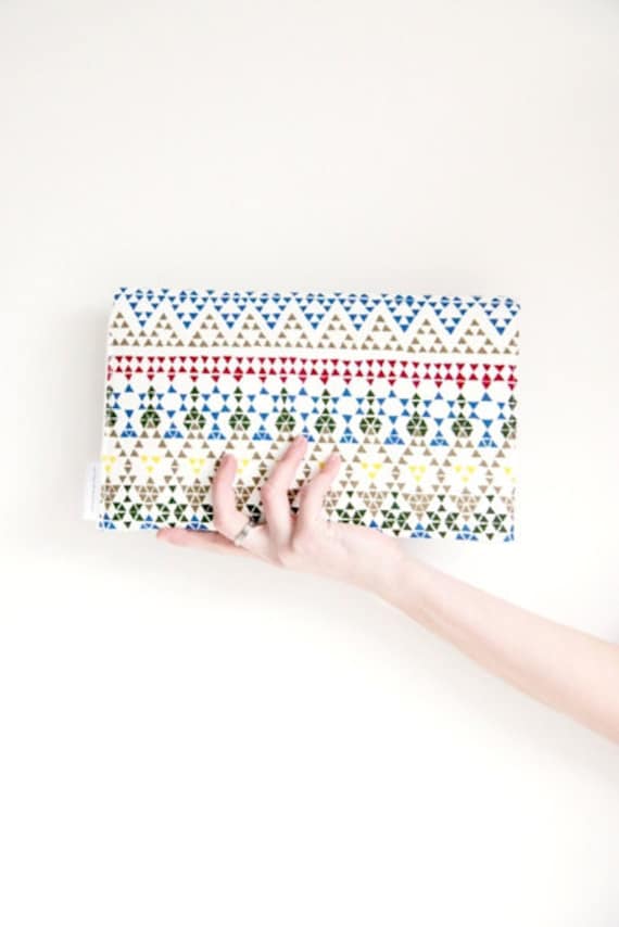 SALE Triangles - Geometric print clutch, purse, carry all bag - 15 % off
