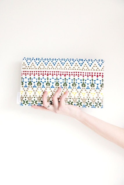 SALE Triangles - Geometric print clutch, purse, carry all bag - 15 % off