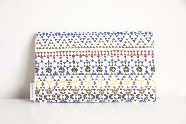 SALE Triangles - Geometric print clutch, purse, carry all bag - 15 % off