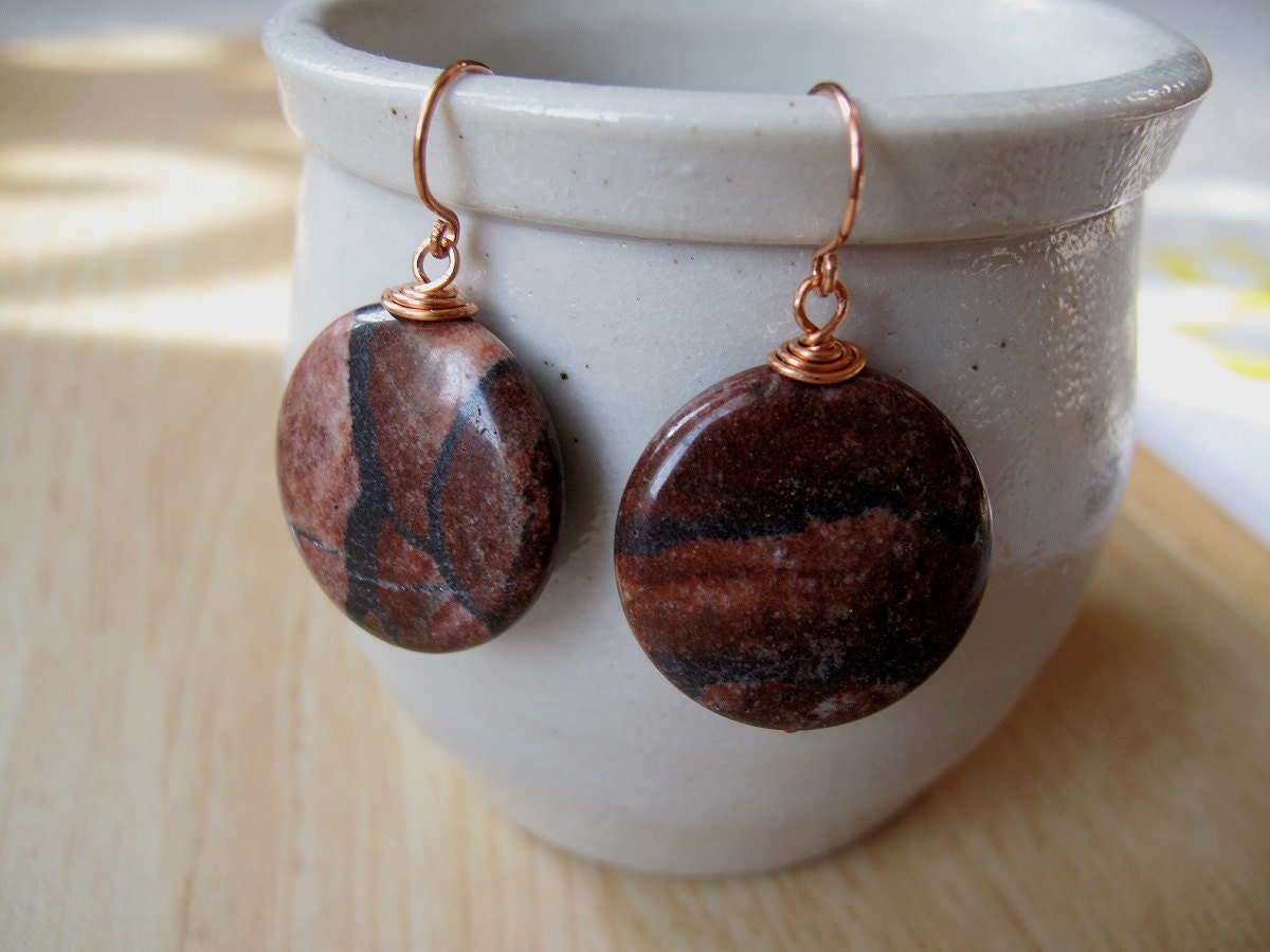 ROJO Earrings Red Picture Jasper