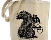 Squirrel - Eco Friendly Tote Bag - Canvas tote bag
