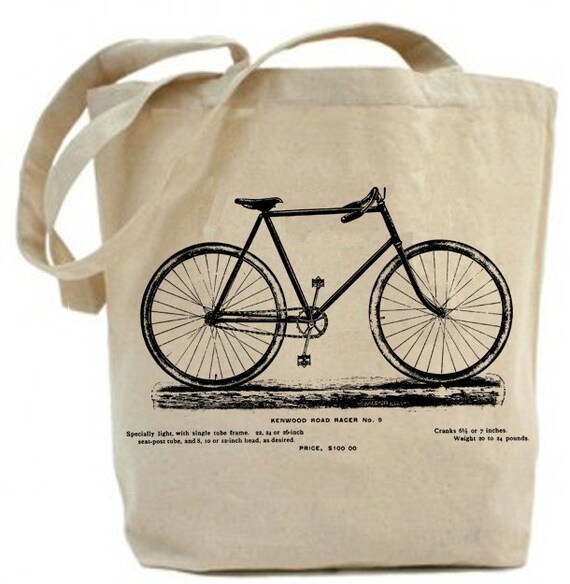 Canvas tote bag - Vintage Bicycle Tote bag -recycled