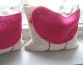 Hot Pink Birdie Beanbag Bookends