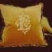 Embroidered Monogram on Velvet - Metallic Gold