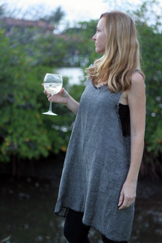 Gray Linen Pinafore