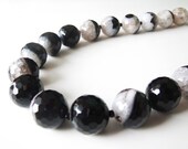 Cookies and Cream Necklace - Black and White Banded Agate