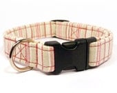 Light pink and beige striped adjustable collar for lady dogs
