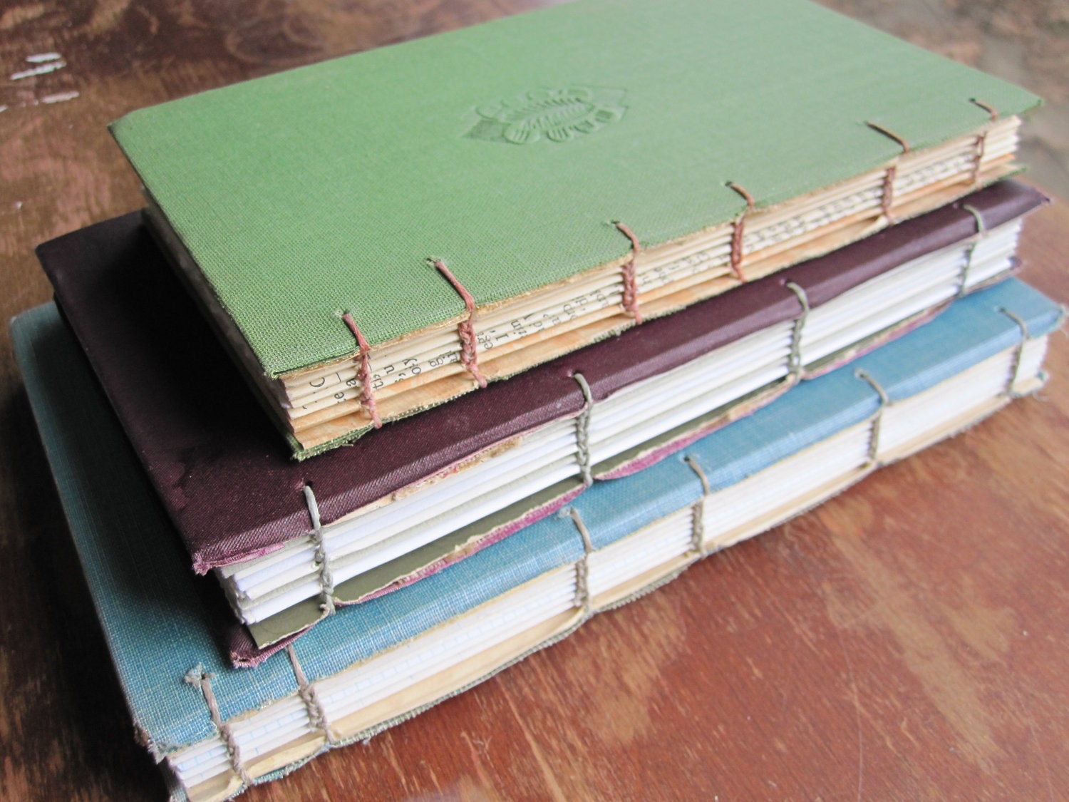 made to order customized custom made upcycled recycled vintage book coptic stitch art journal sketchbook