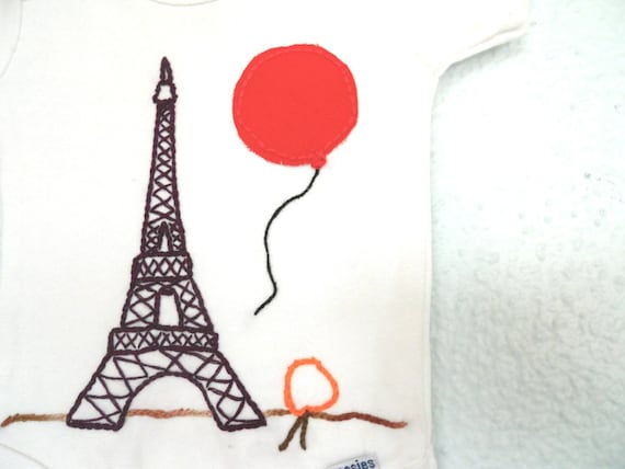 ORGANIC onesie- Eiffel Tower, Balloon