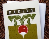 Radish & Radish Pattern set of 4 blank note cards