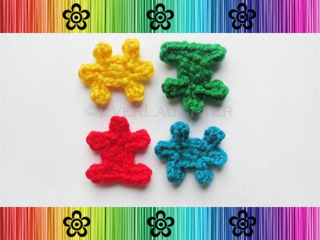 PATTERN - Crochet Puzzle Pieces Applique - Great for Autism Awareness