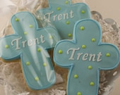 Cross Cookies, Communion, Baptism  (12 Personalized Favors, Gift Bagged and Bowed)