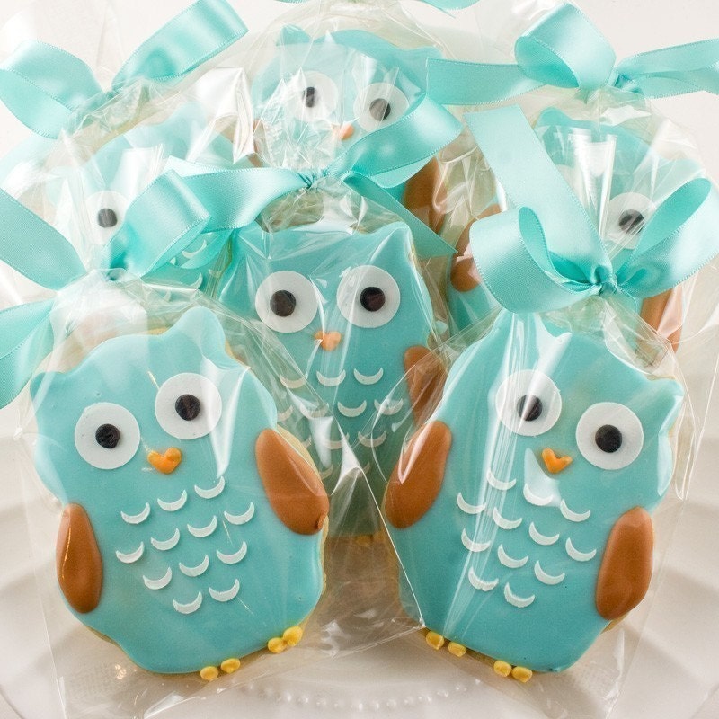 Owl Sugar Cookie Favors - Any Color (4 Dozen Favors, gift bagged and bowed)