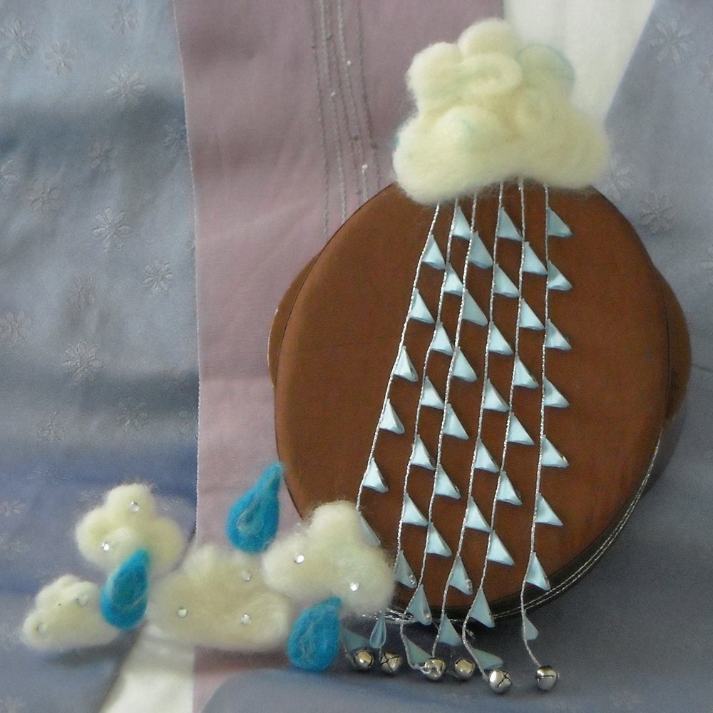 Blue and White Maiko Kanzashi Set,  Rain Cloud Hair Accessory