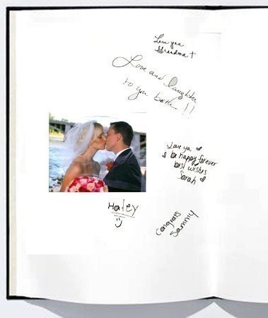 Photo Book, FujiFilm Instax 200 or 210 WIDE FORMAT Wedding etc. 75 Photos- 50 fabrics, 10 Satin Ribbon Colors,  Customized Monogram Card