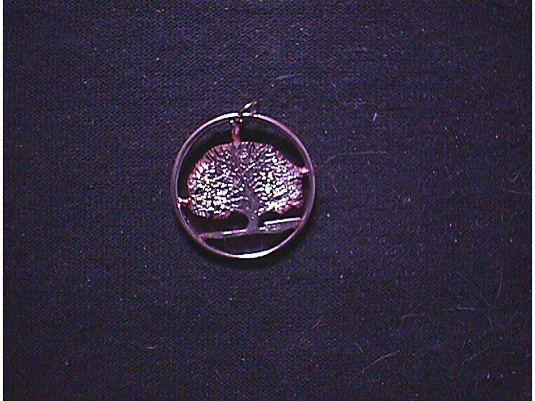 Connecticut State Quarter Cut Coin Necklace CHARTER OAK