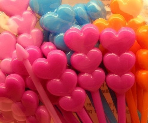 Cute Triple Hearts Long Toppers (set of 30)
