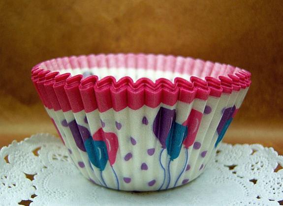 N E W Cute Balloons n confetti 2-inch cupcake cups (set of 50)