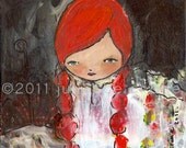Whimsical Mixed Media - 8x8 inch Print of a Reproduction of the Original Mixed Media Painting Rest With Your Dreams by Juliette Crane