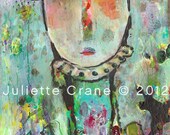 Primitive Raw Art Print- Everything Will Be Okay- an 8x10 inch Print of a Reproduction of the Original Painting by Juliette Crane
