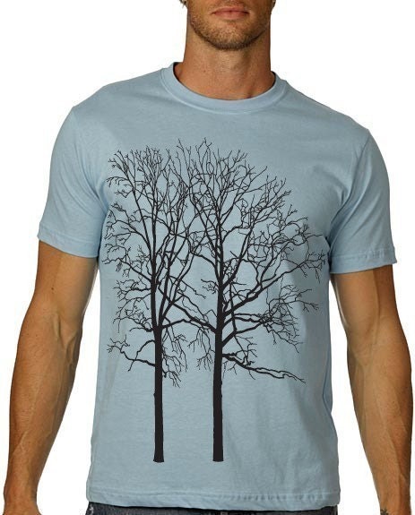 Two Trees Tshirt Forest Graphic Tee Baby Blue MENS T-shirt S M L XL XXL