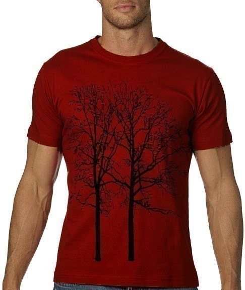 Trees Graphic Tshirt Cool MENS Tee cranberry