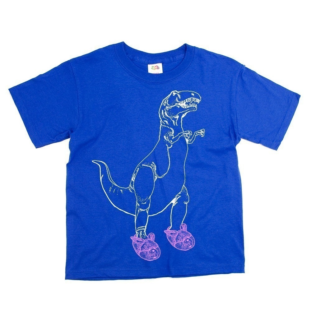 Trex Tshirt Funny Dinosaur YOUTH Tee Blue