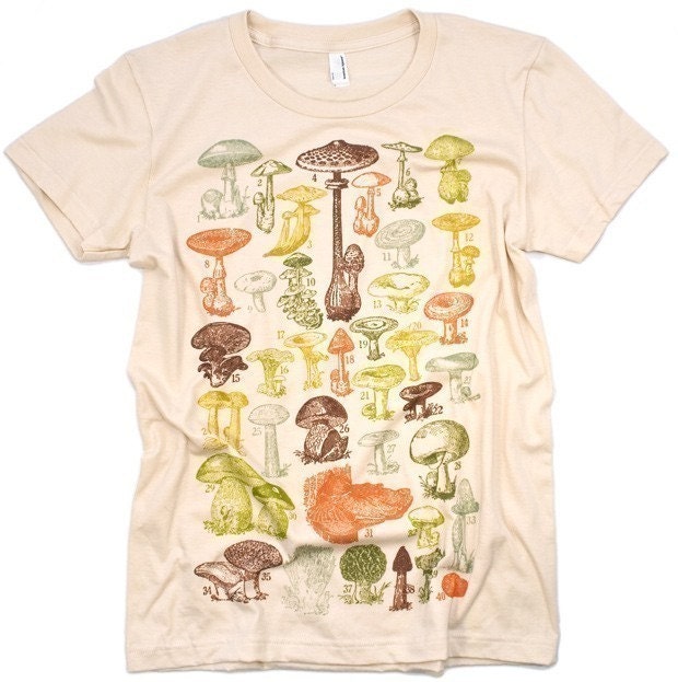 Mushrooms Of the World Women's Creme Graphic Tee Shirt