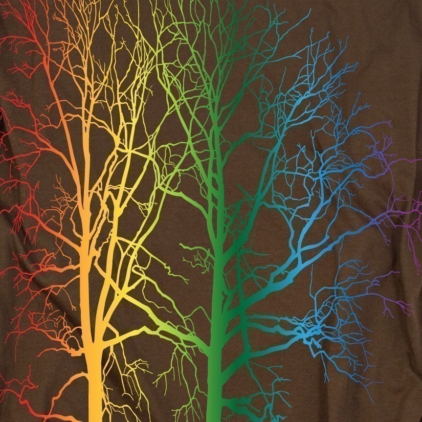Rainbow Trees Tshirt Cool Graphic Tee MENS T-shirt S M L XL XXL