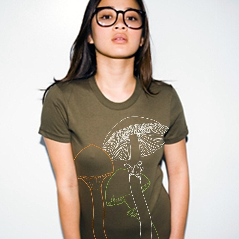 Woodland Mushrooms Graphic Tee Womens shirt American Apparel Tshirt S M L XL XXL