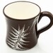 Oversized Coffee Mug White Leaves on Chocolate Brown